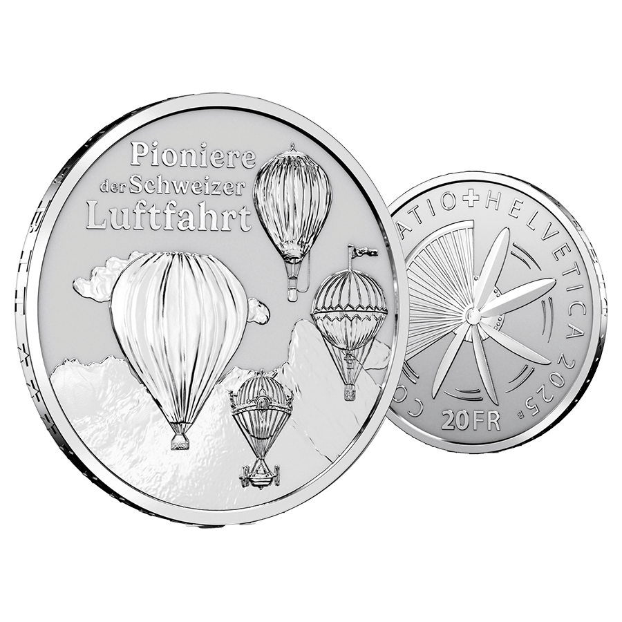 20 gram Silver Coin - Switzerland Pioneers of Aviation 2025 thumbnail 3