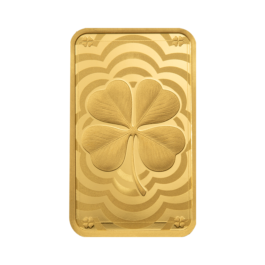 5 gram Gold Bar - Lucky Charm Four-Leaf Clover  thumbnail 3