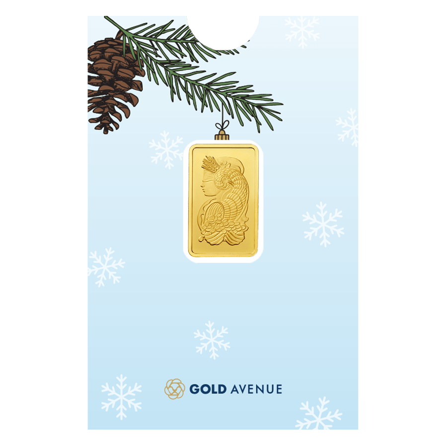 5 gram Gold bar - Lady Fortuna (with "Merry Christmas" Gift Sleeve) — photo 1