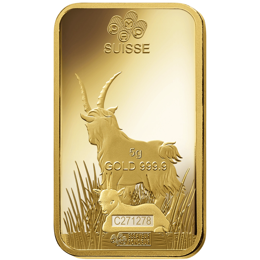 5 gram Gold Bar - PAMP Suisse Lunar Goat thumbnail 4