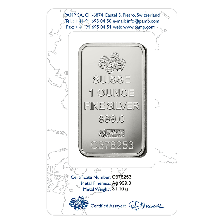 1 ounce Rosa Silver Bar - PAMP Suisse thumbnail 2
