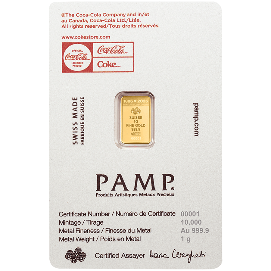 1 gram Gold Bar - Coca Cola Valentine's Love thumbnail 2
