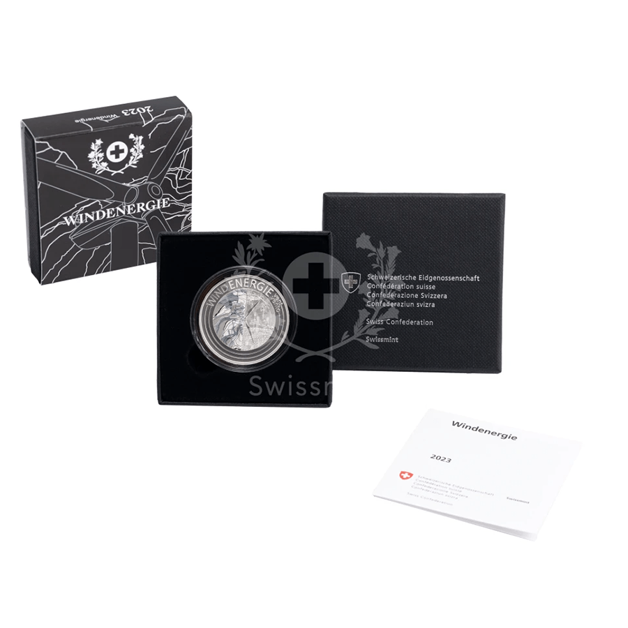 20 gram Silver Coin - Switzerland Wind Energy Luminescent Proof 2023 thumbnail 4